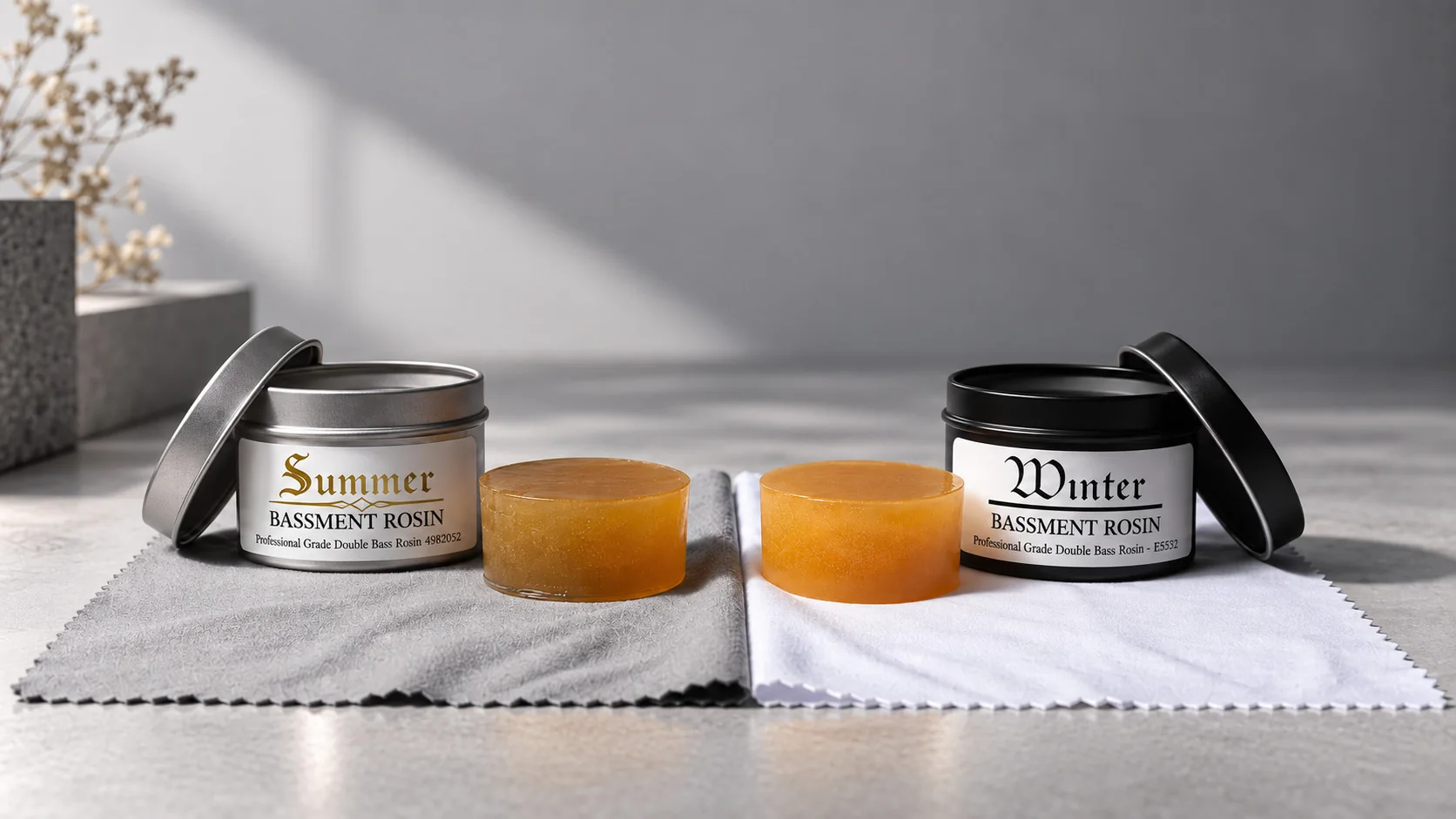 Best double bass rosin — Bassment Summer and Winter arranged side by side